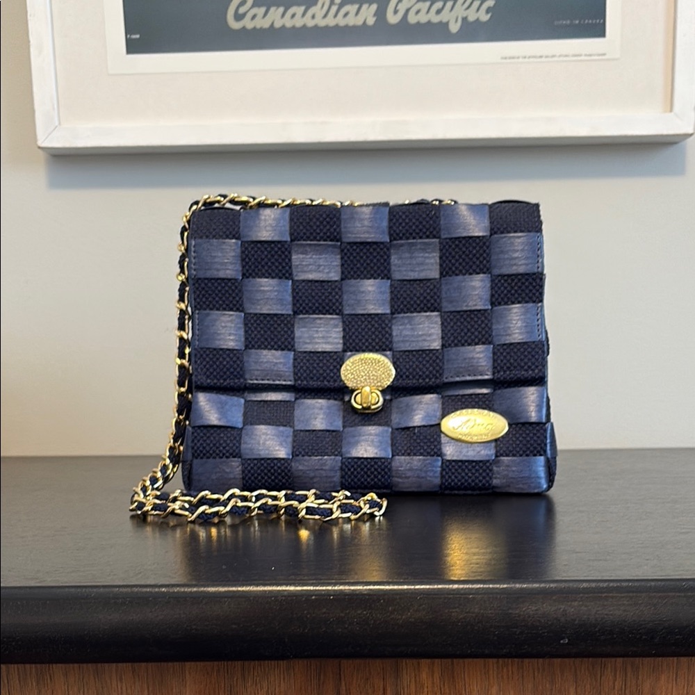 Elegant Navy Checkered Women's Bag